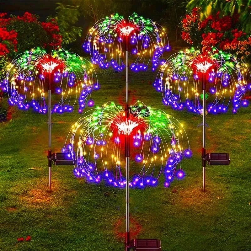 Luces LED solares de fuegos artificiales para exteriores