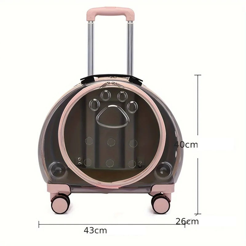 Mochila transparente para mascotas con ruedas