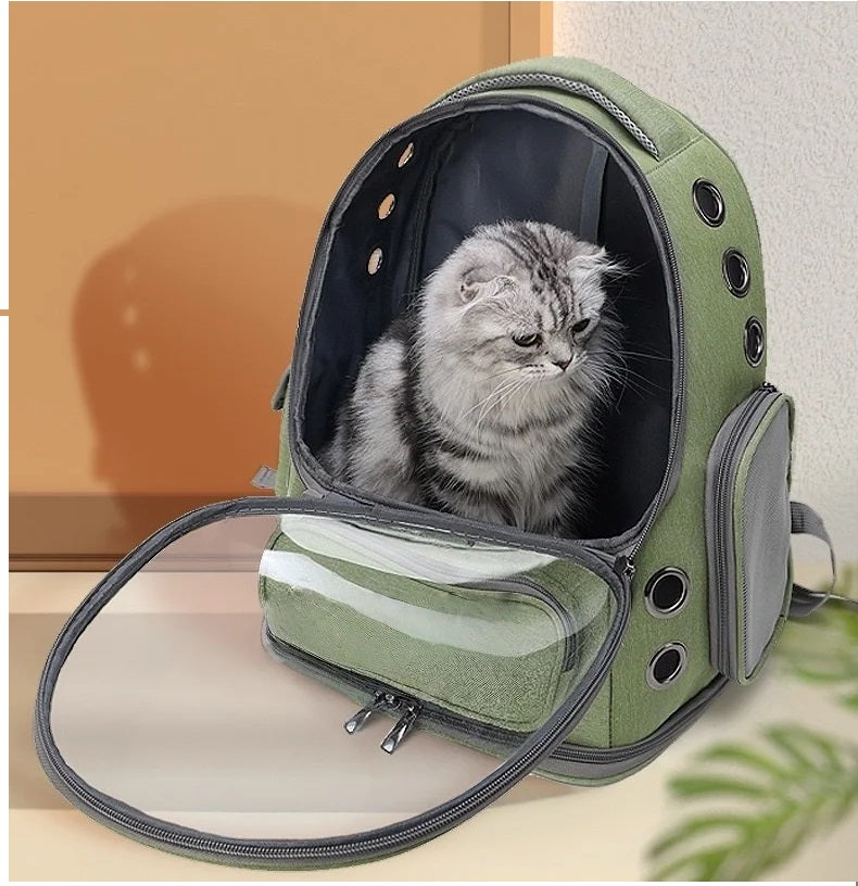 Mochila transparente para transportar mascotas, transpirable, para gatos y perros pequeños, ideal para viajes al aire libre