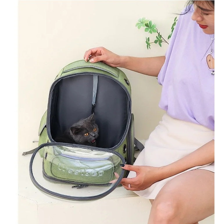 Mochila transparente para transportar mascotas, transpirable, para gatos y perros pequeños, ideal para viajes al aire libre