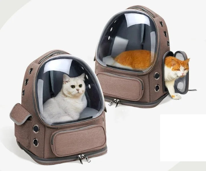 Mochila transparente para transportar mascotas, transpirable, para gatos y perros pequeños, ideal para viajes al aire libre