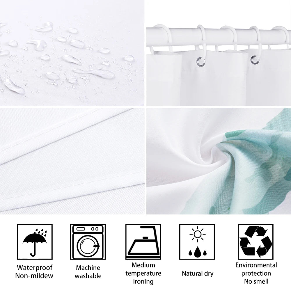 European Landscape Shower Curtain Waterproof Bathroom Curtain Polyester Fabric Bath Curtains 3D Printed with Hooks Bath Screen