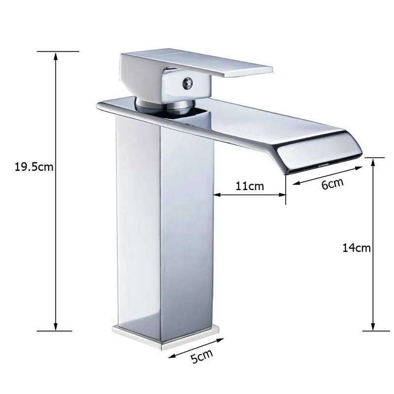 Grifo de baño cascada negro, lavabo, lavabo de tocador, grifo mezclador, grifo de agua fría y caliente, grifos de lavabo de baño de un solo orificio, grúa