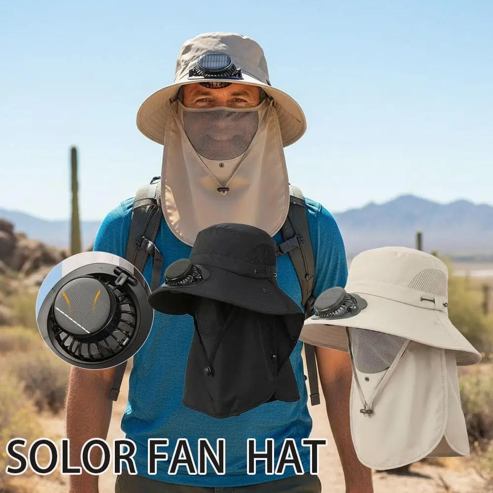 Sombrero de ala ancha con ventilador solar