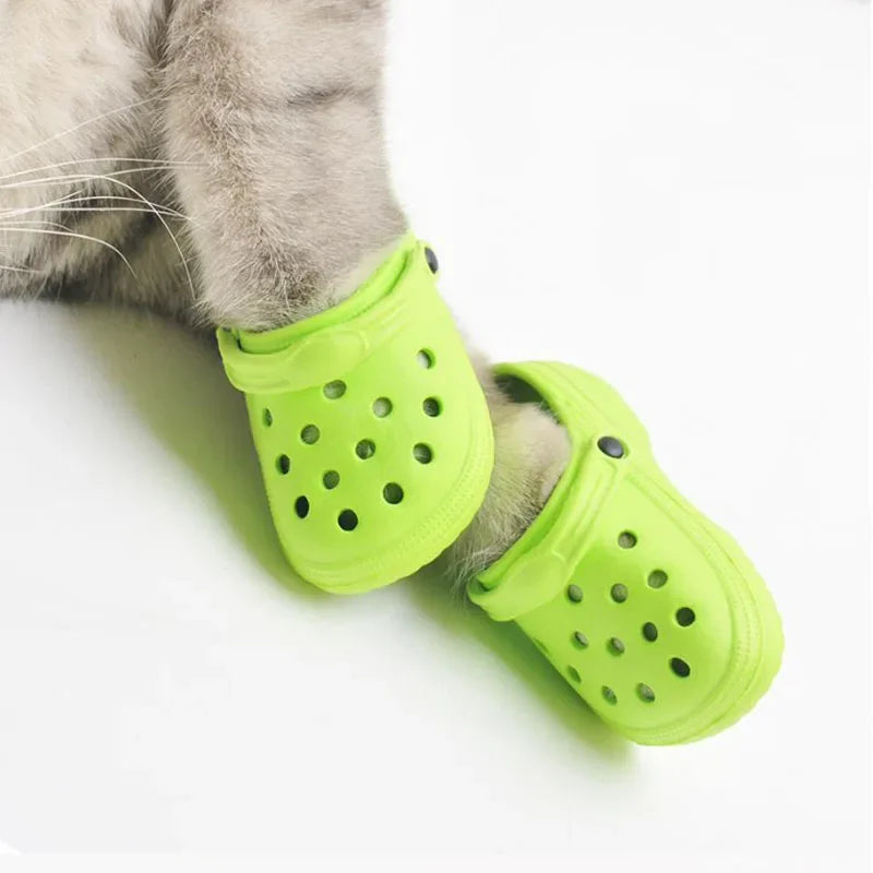 Juego de 2 zapatos de playa para perros y gatos, antideslizantes, impermeables, de goma, para exteriores, calcetines y cubrepiés.