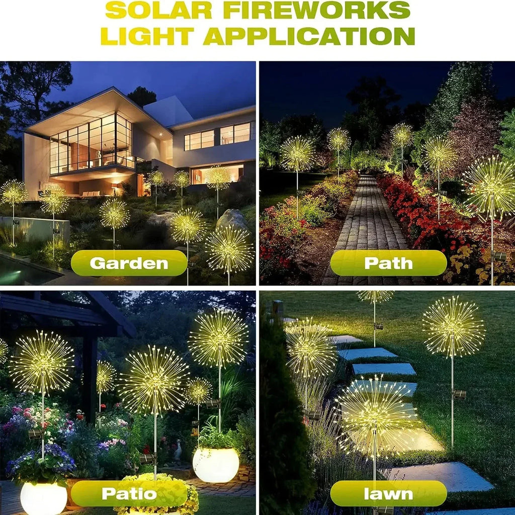 Luz solar de fuegos artificiales con 60 LED