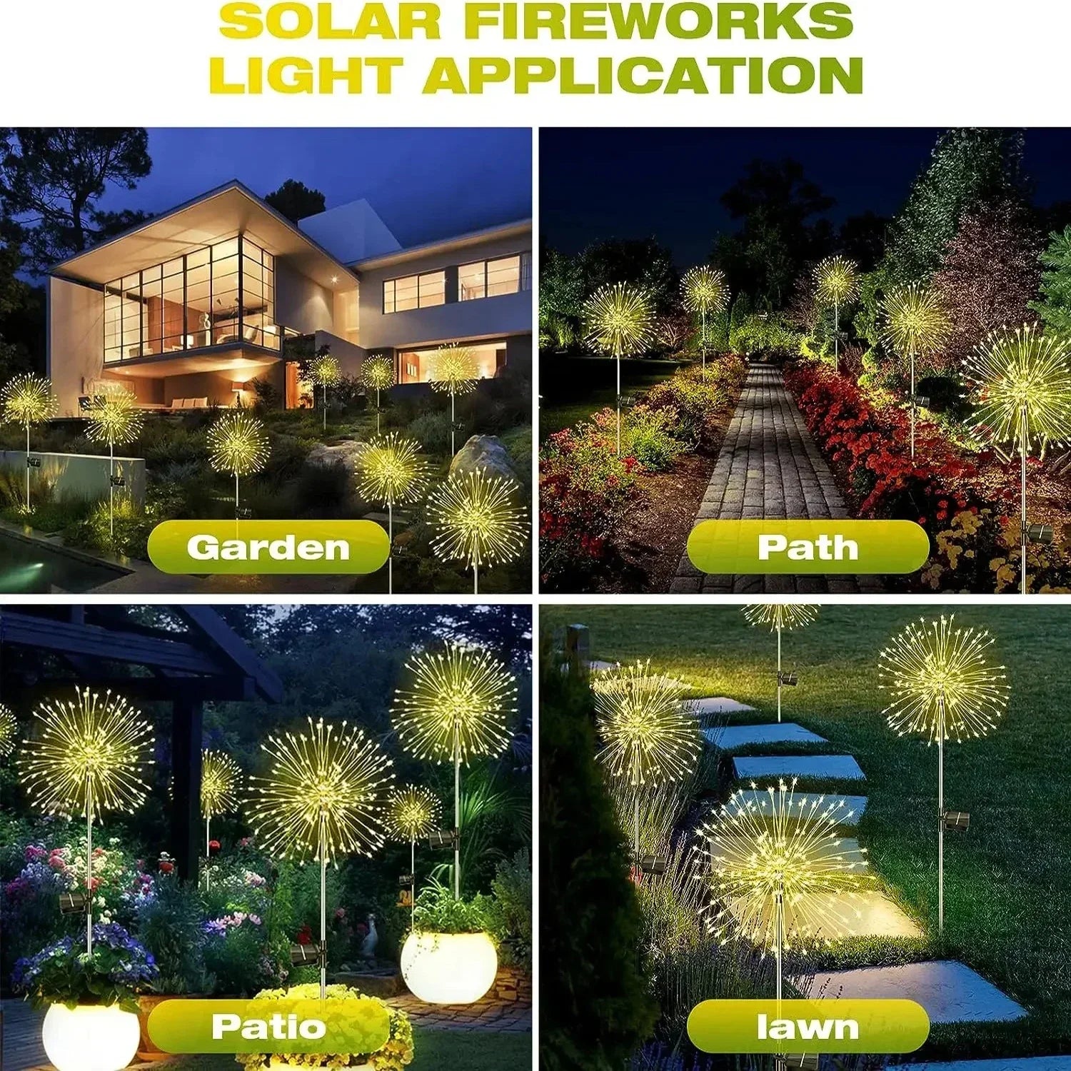 Luz solar de fuegos artificiales con 60 LED