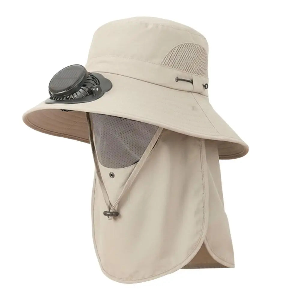 Sombrero de ala ancha con ventilador solar