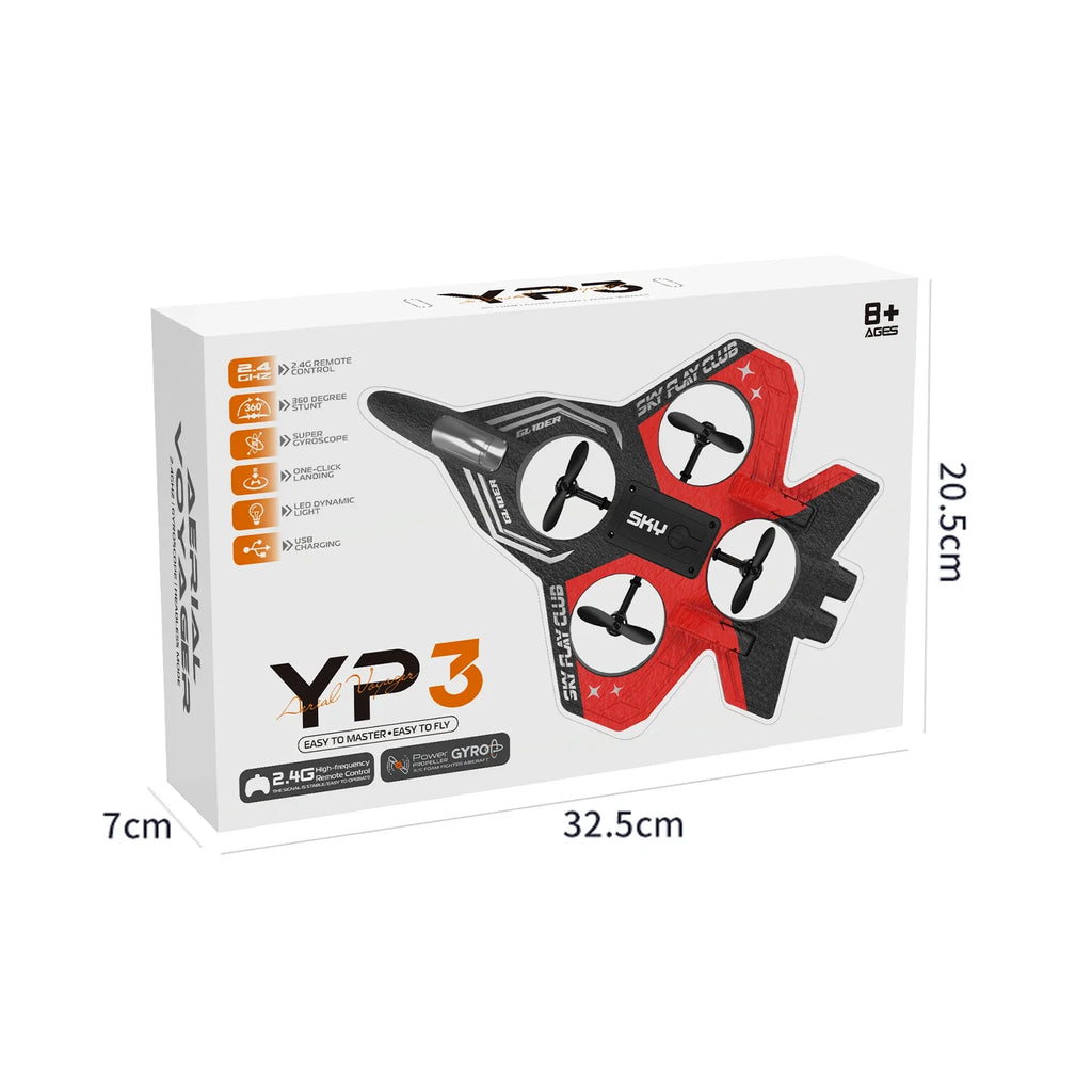 Nuevo helicóptero volador planeador YP3 RC Hobby Jet Plane 2.4G Stunt Control remoto Avión de combate de espuma Dron de juguete con luz