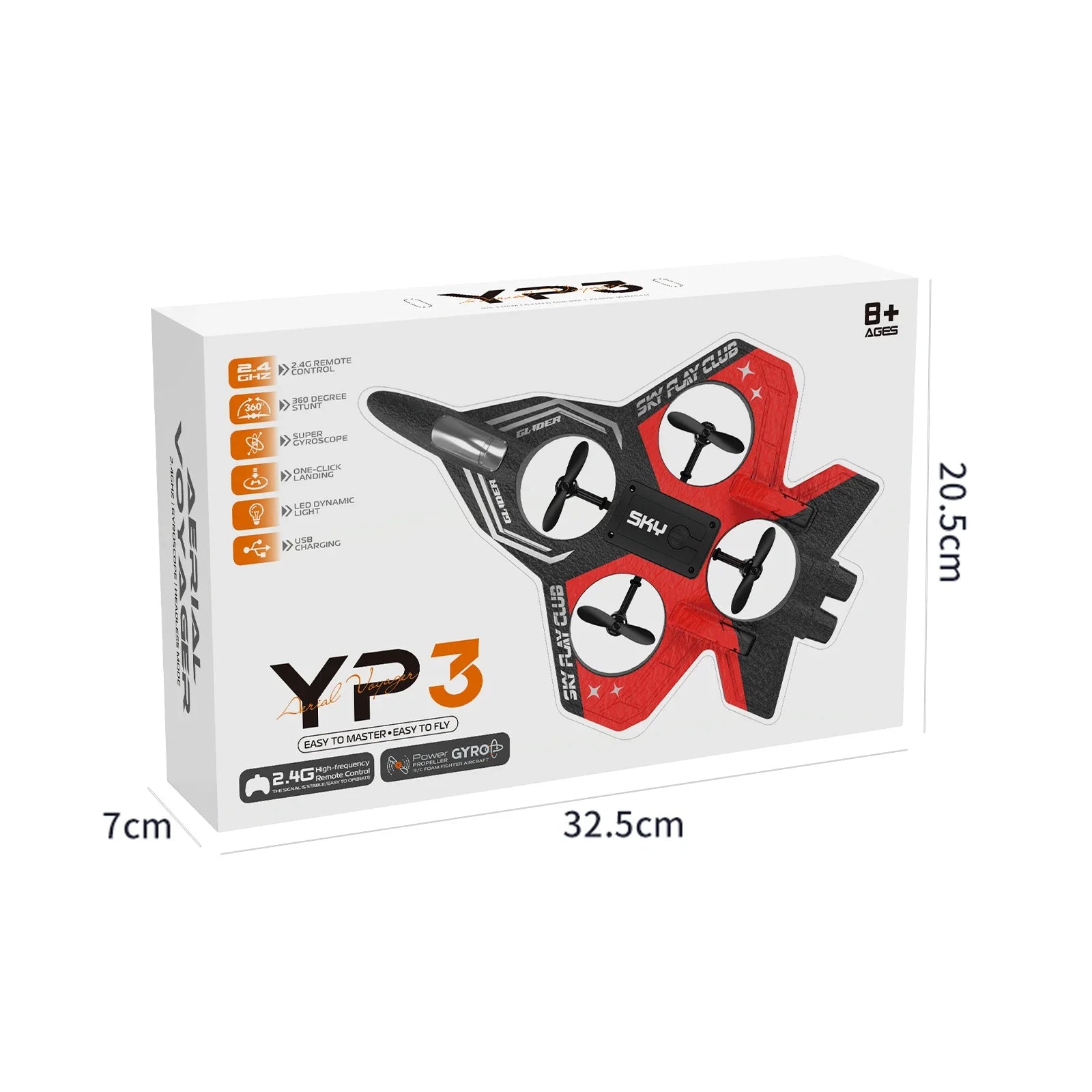 Nuevo helicóptero volador planeador YP3 RC Hobby Jet Plane 2.4G Stunt Control remoto Avión de combate de espuma Dron de juguete con luz