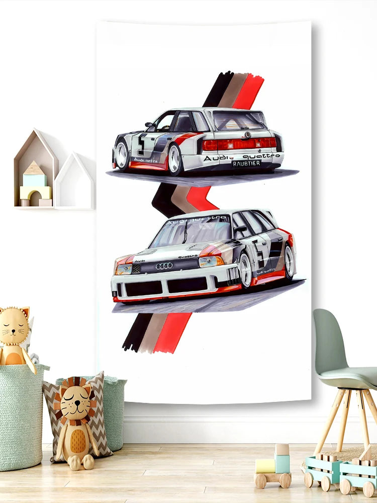 Banderas decoración coche competición