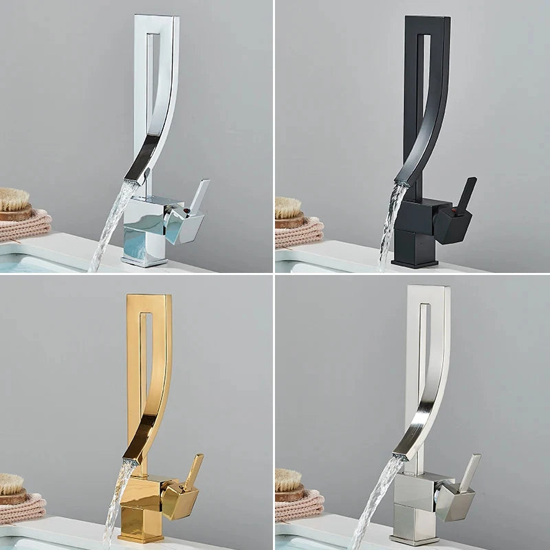 Grifo mezclador de latón para lavabo de baño, monomando, monomando, monoorificio, para agua fría y caliente.