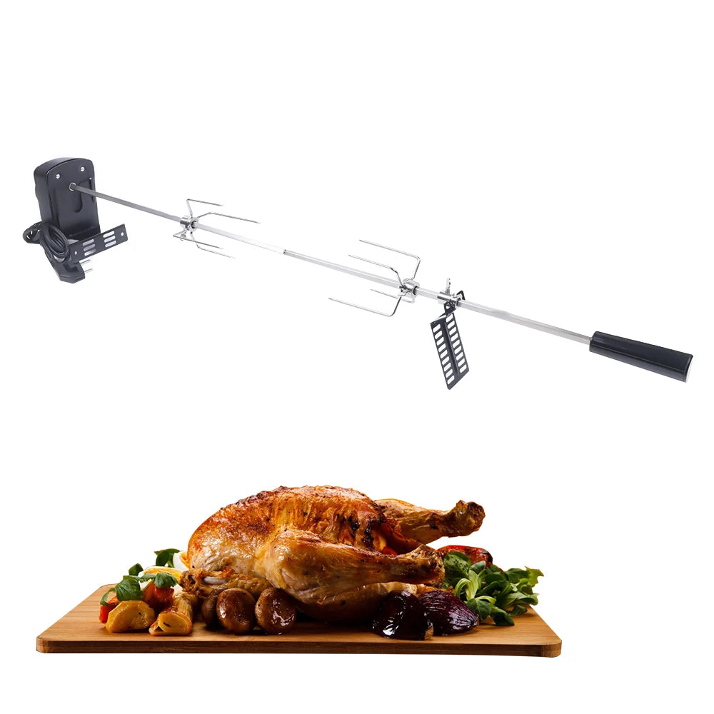 Nueva parrilla eléctrica para barbacoa con asador y cable de 120 cm de largo. Kit de asador para barbacoa al aire libre.