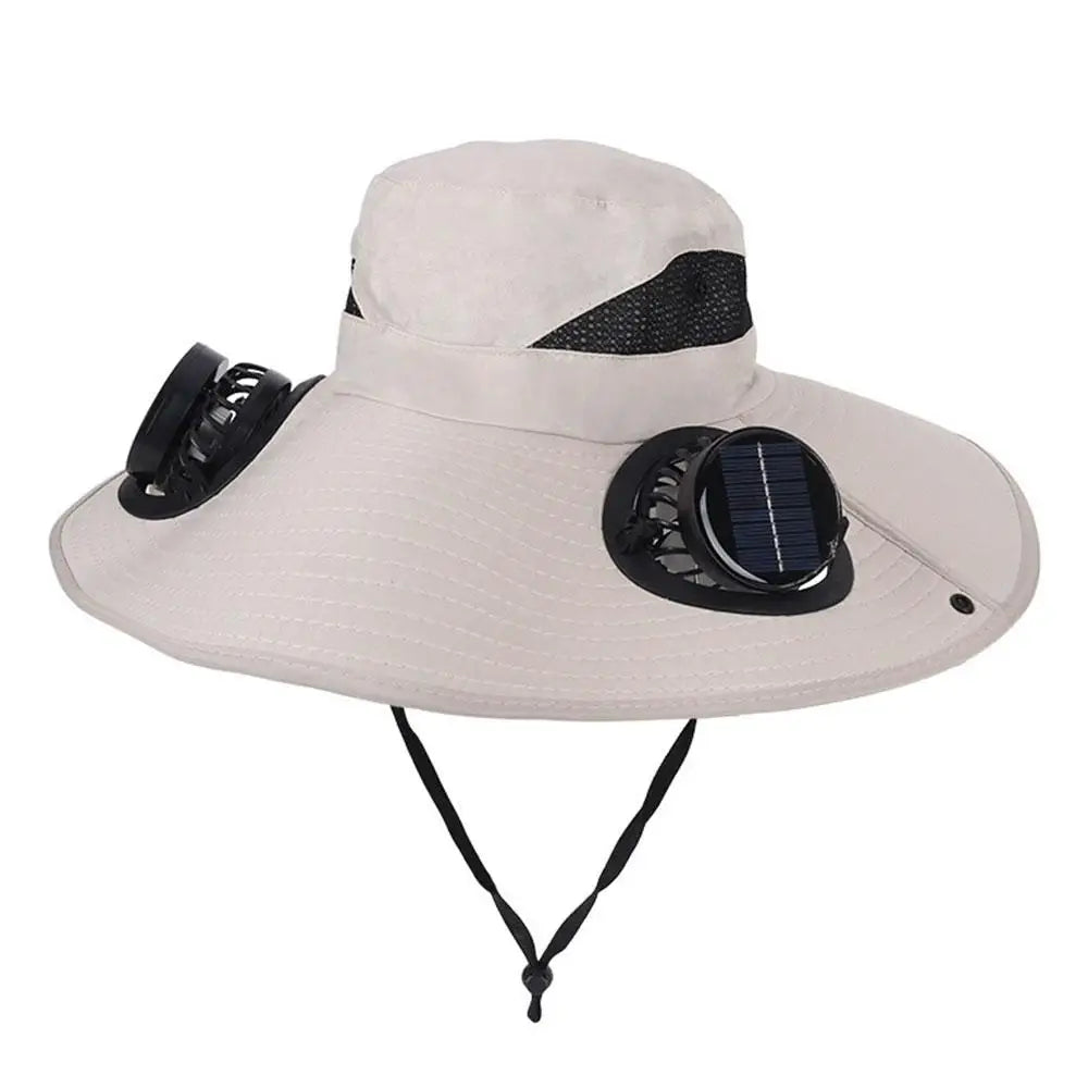 Sombrero de ala ancha con ventilador solar