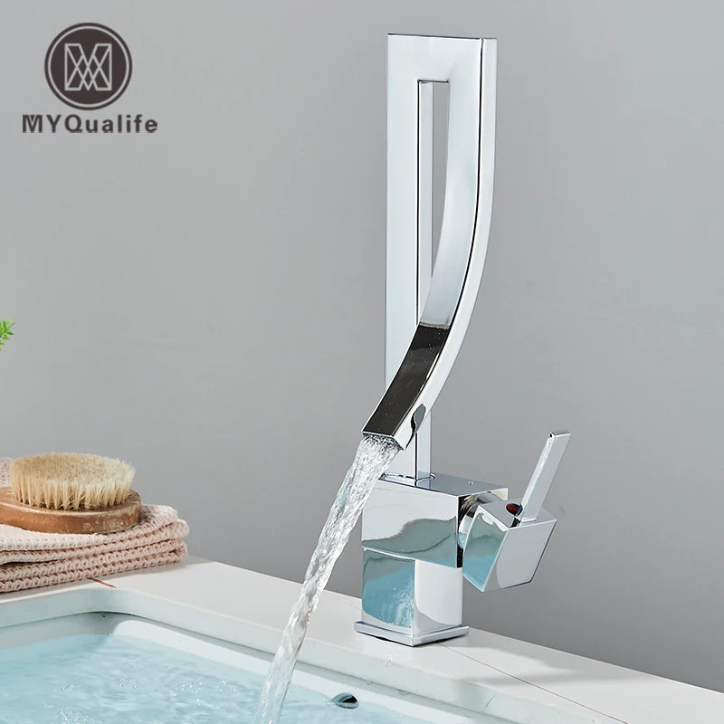 Grifo mezclador de latón para lavabo de baño, monomando, monomando, monoorificio, para agua fría y caliente.