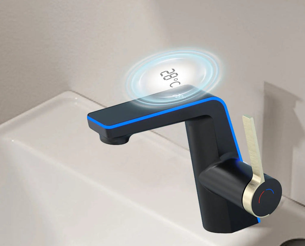 Grifo Lavabo con Pantalla LED Digital Temperatura - Latón Doble Función