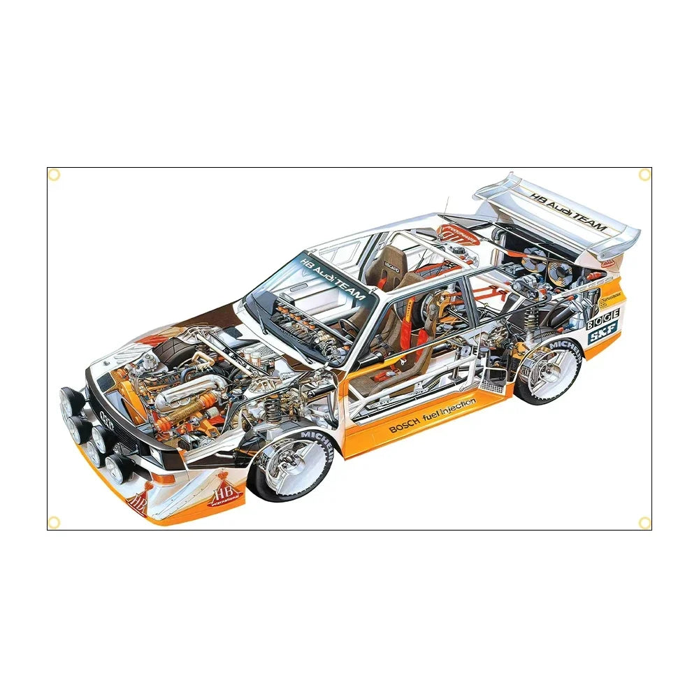 Banderas decoración coche competición