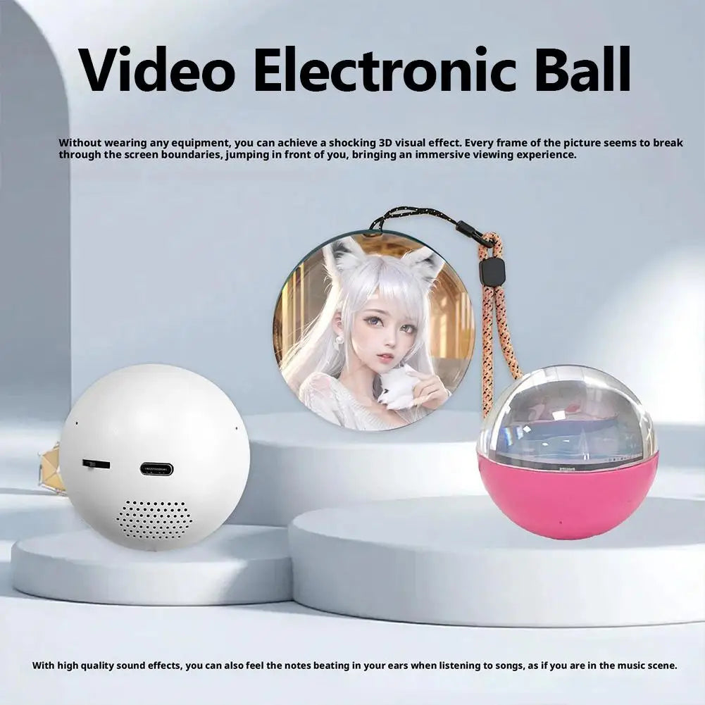 Original reproductor de vídeo, foto y musica en bola de cristal 3D, pantalla de audio y vídeo, bola electrónica de memoria, regalo de cumpleaños, recuerdo para familiares y amigos.