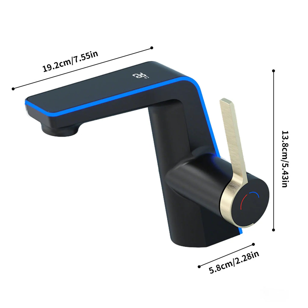 Grifo Lavabo con Pantalla LED Digital Temperatura - Latón Doble Función