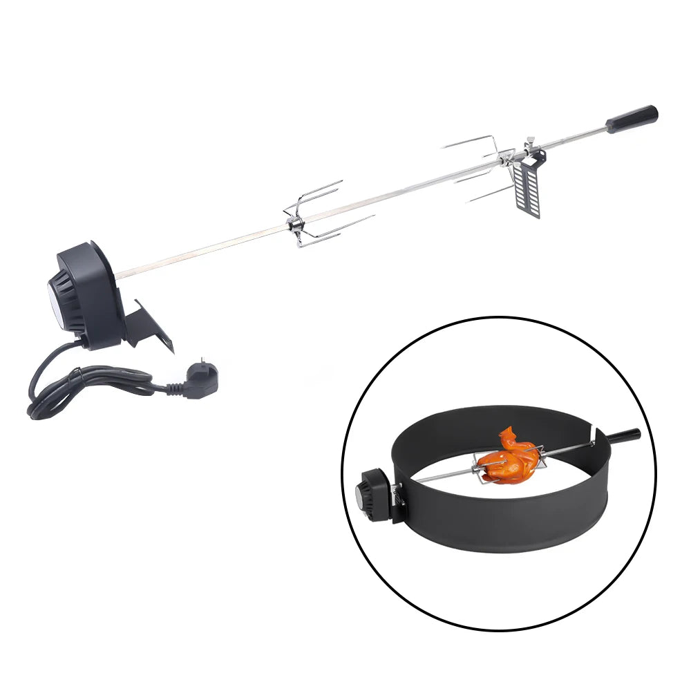 Nueva parrilla eléctrica para barbacoa con asador y cable de 120 cm de largo. Kit de asador para barbacoa al aire libre.