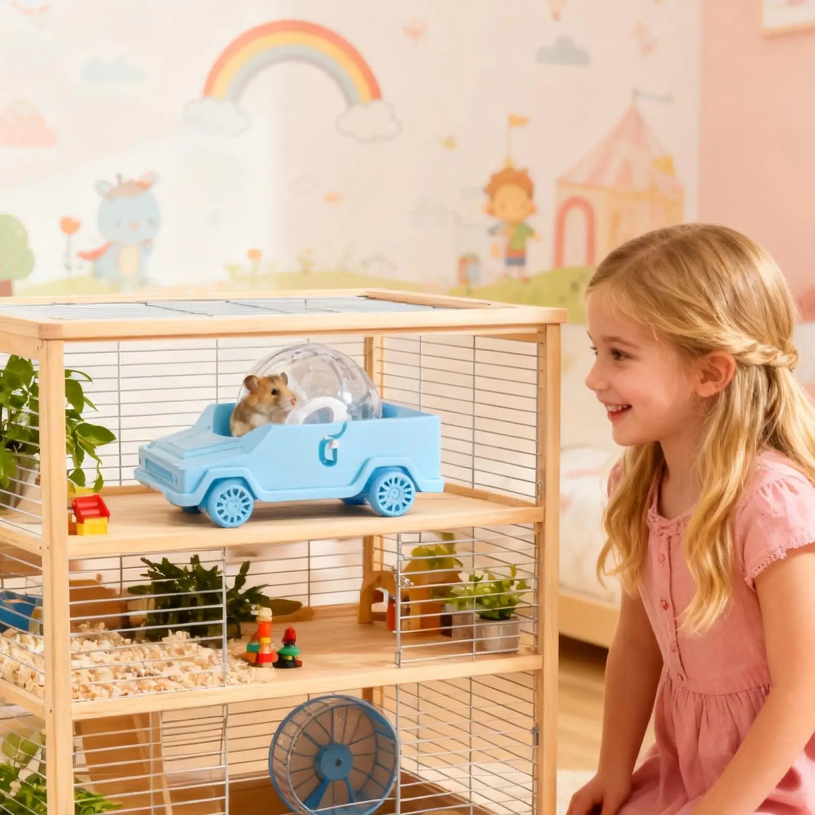 Ruedas de ejercicio para hámster con forma de coche, juguete para mascotas pequeñas, juguete para aliviar el estrés en el hogar, jerbo enano