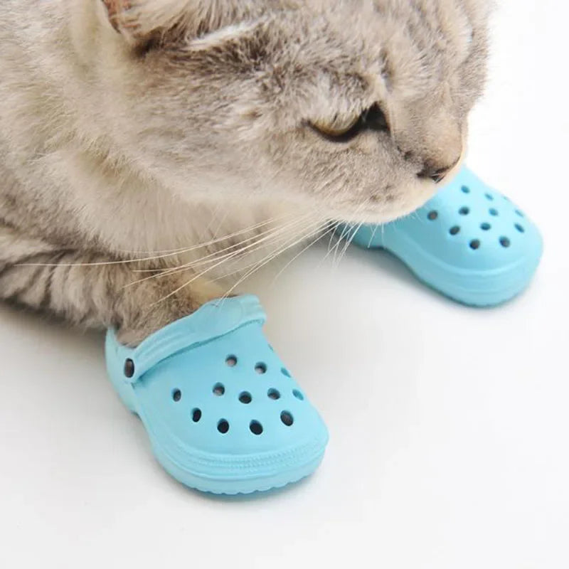Juego de 2 zapatos de playa para perros y gatos, antideslizantes, impermeables, de goma, para exteriores, calcetines y cubrepiés.