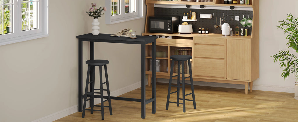 Mesa de bar,de comedor, mesa alta de pared para rectangular con estructura metálica
