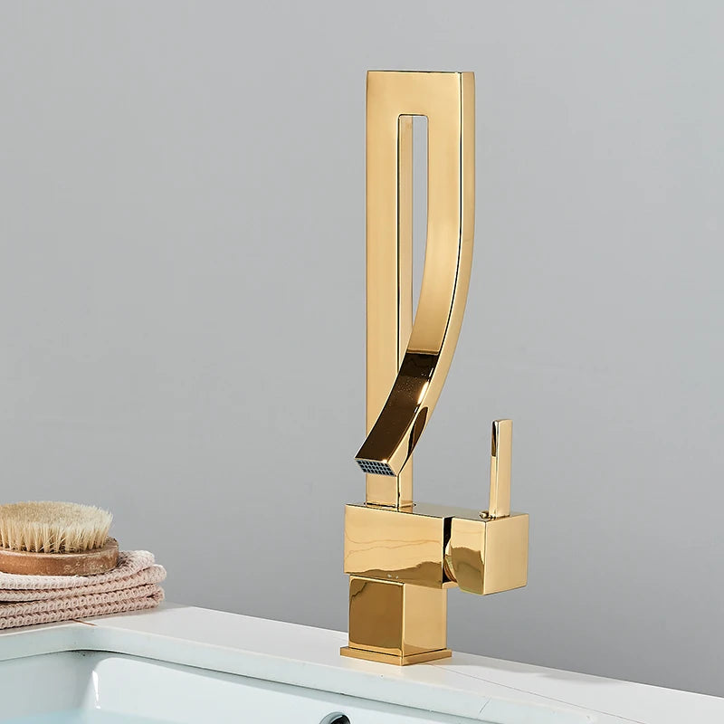 Grifo mezclador de latón para lavabo de baño, monomando, monomando, monoorificio, para agua fría y caliente.