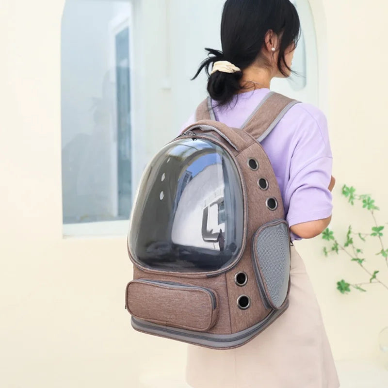 Mochila transparente para transportar mascotas, transpirable, para gatos y perros pequeños, ideal para viajes al aire libre