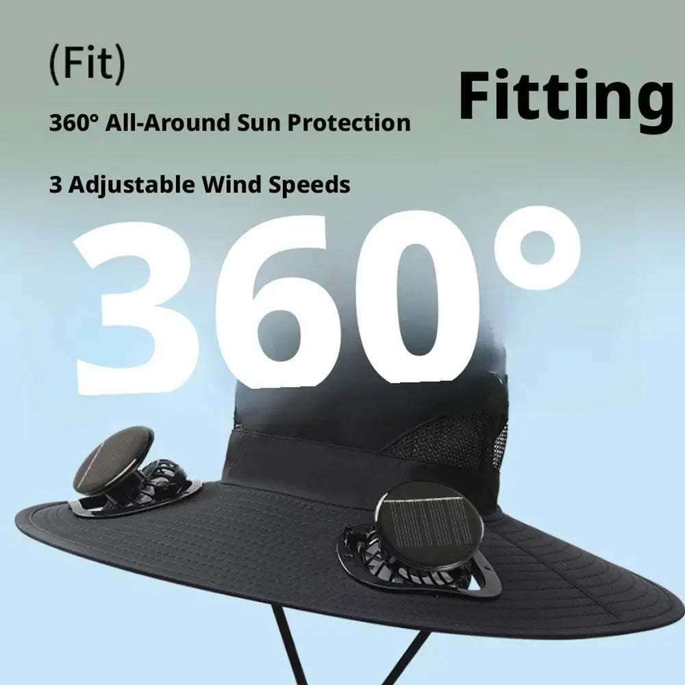 Sombrero de ala ancha con ventilador solar