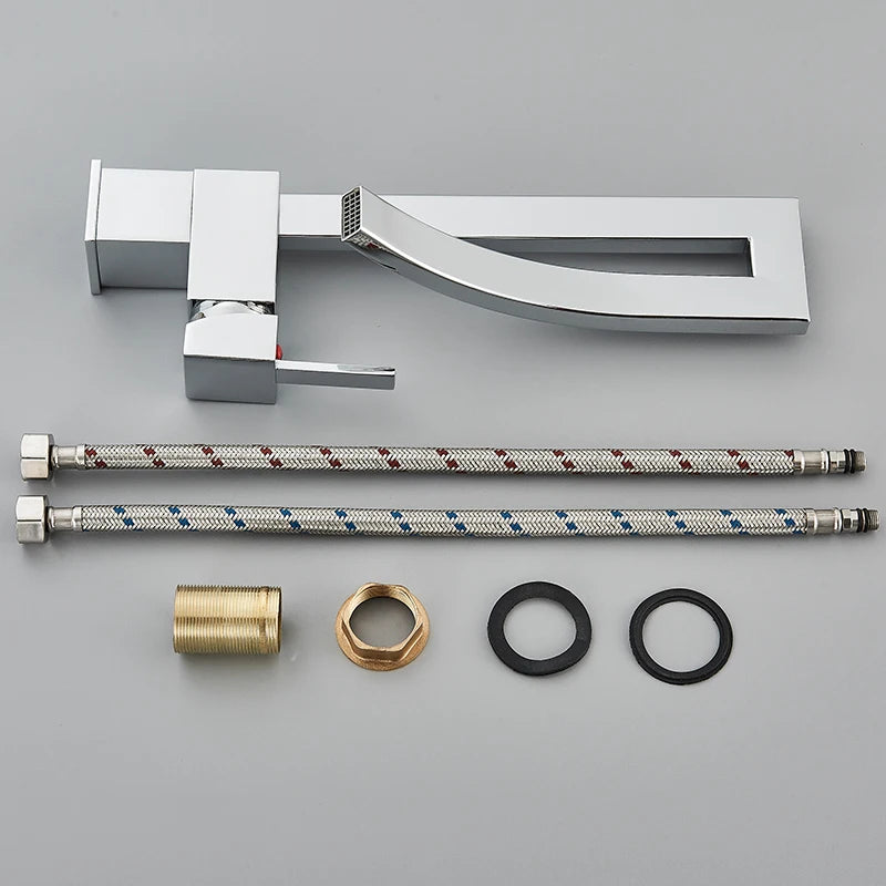 Grifo mezclador de latón para lavabo de baño, monomando, monomando, monoorificio, para agua fría y caliente.