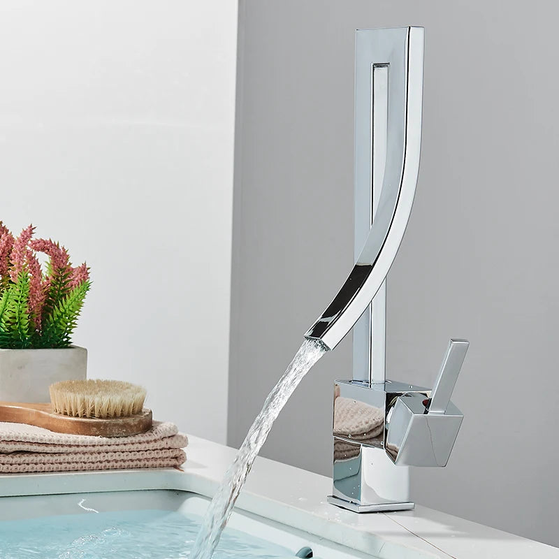 Grifo mezclador de latón para lavabo de baño, monomando, monomando, monoorificio, para agua fría y caliente.