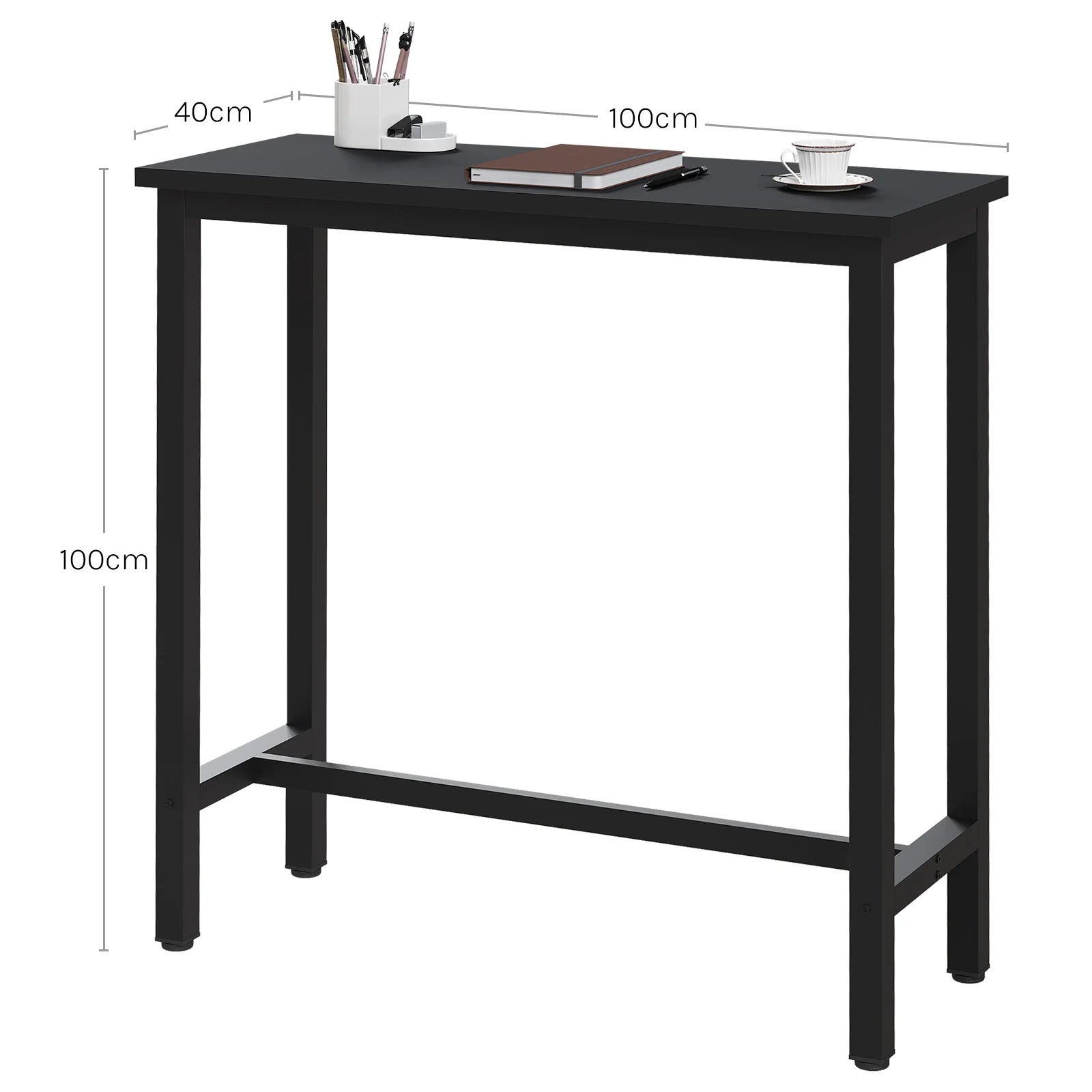 Mesa de bar,de comedor, mesa alta de pared para rectangular con estructura metálica