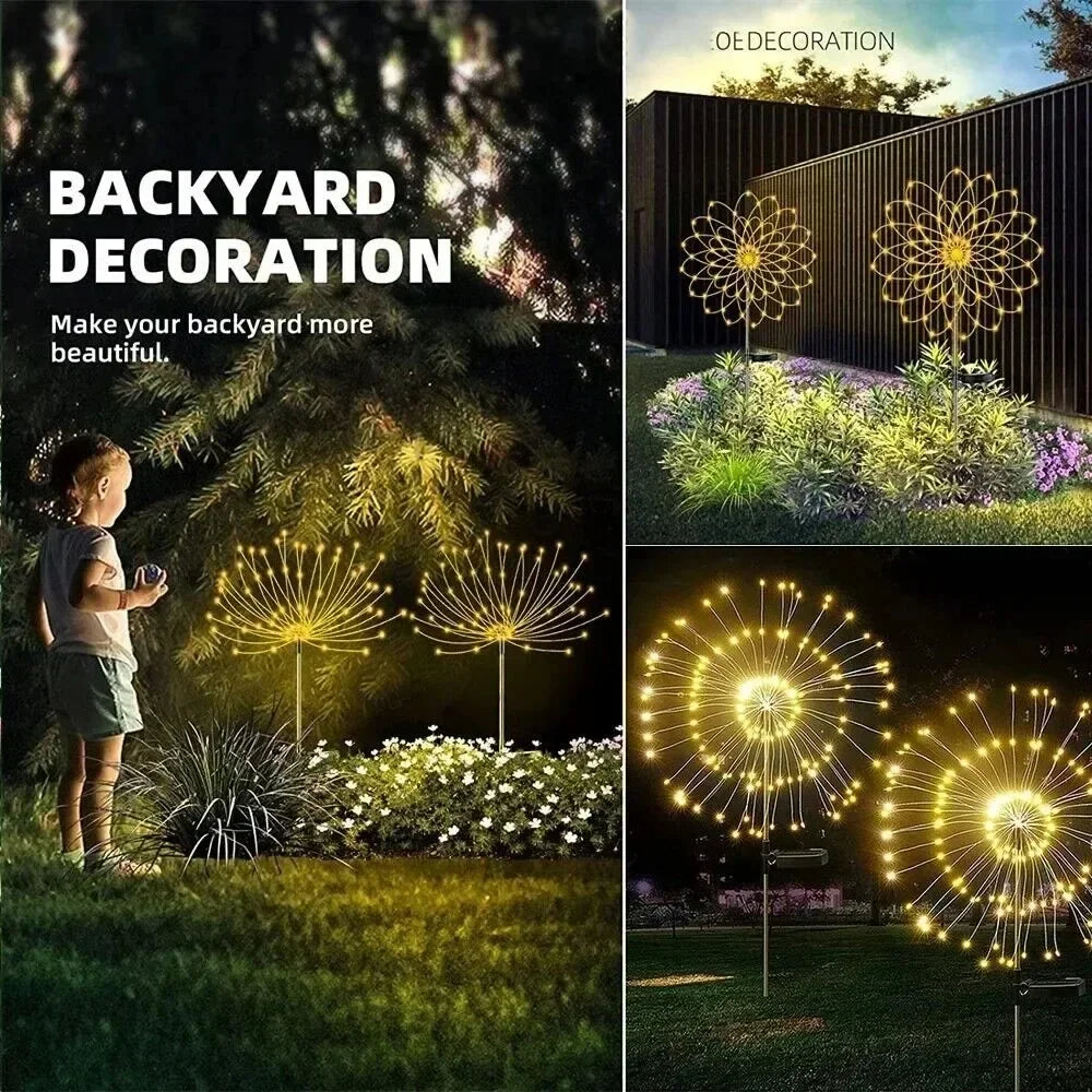 Luz solar de fuegos artificiales con 60 LED