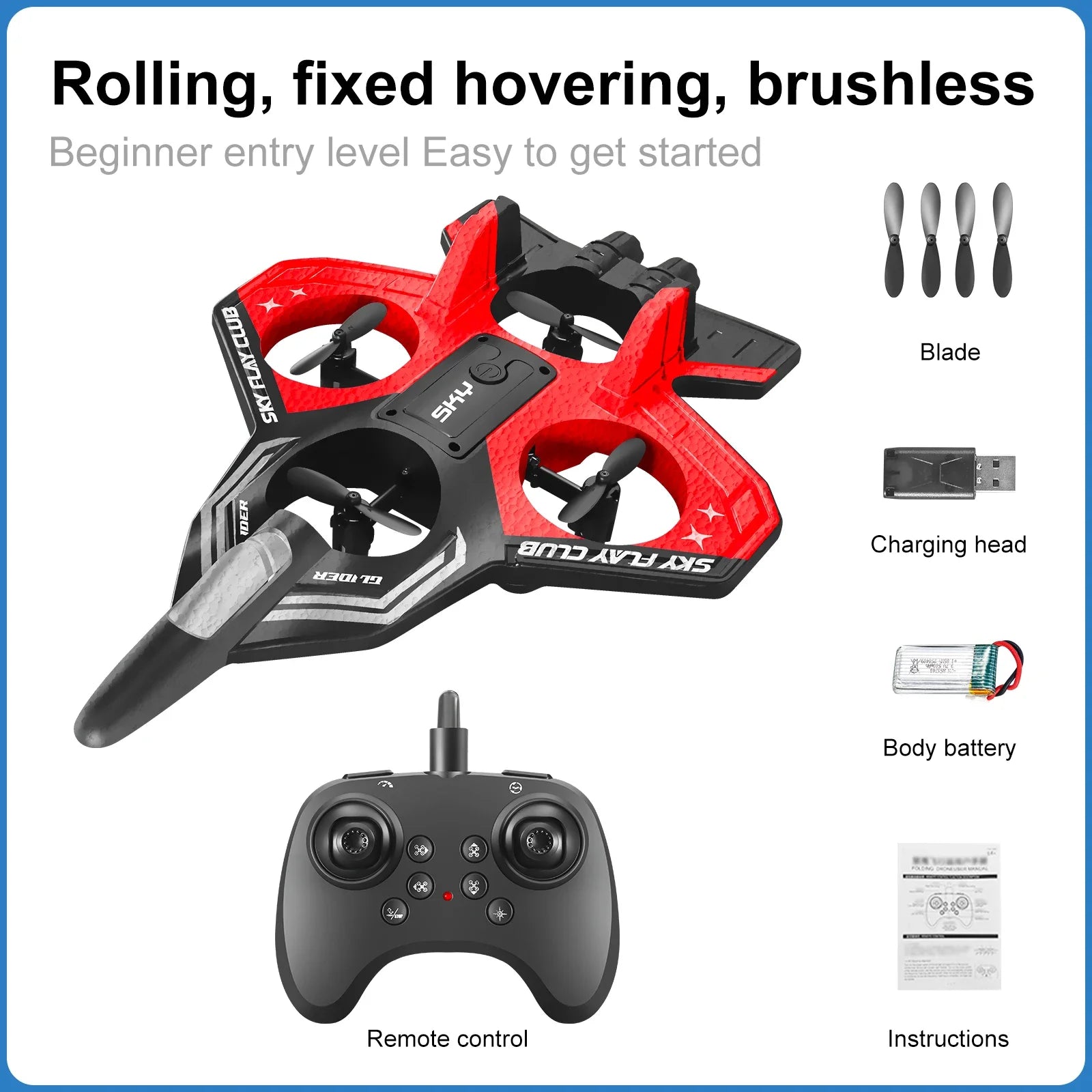 Nuevo helicóptero volador planeador YP3 RC Hobby Jet Plane 2.4G Stunt Control remoto Avión de combate de espuma Dron de juguete con luz