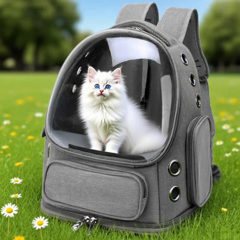 Mochila transparente para transportar mascotas, transpirable, para gatos y perros pequeños, ideal para viajes al aire libre