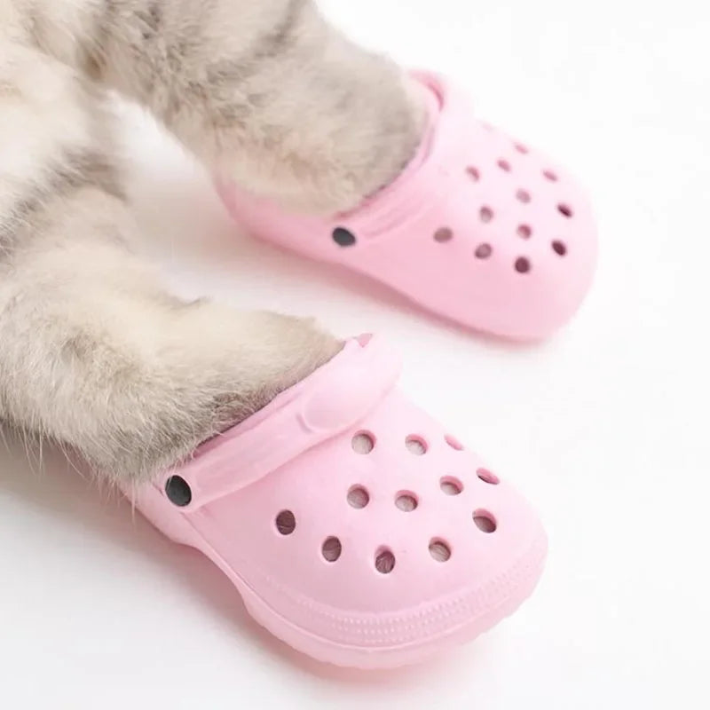 Juego de 2 zapatos de playa para perros y gatos, antideslizantes, impermeables, de goma, para exteriores, calcetines y cubrepiés.
