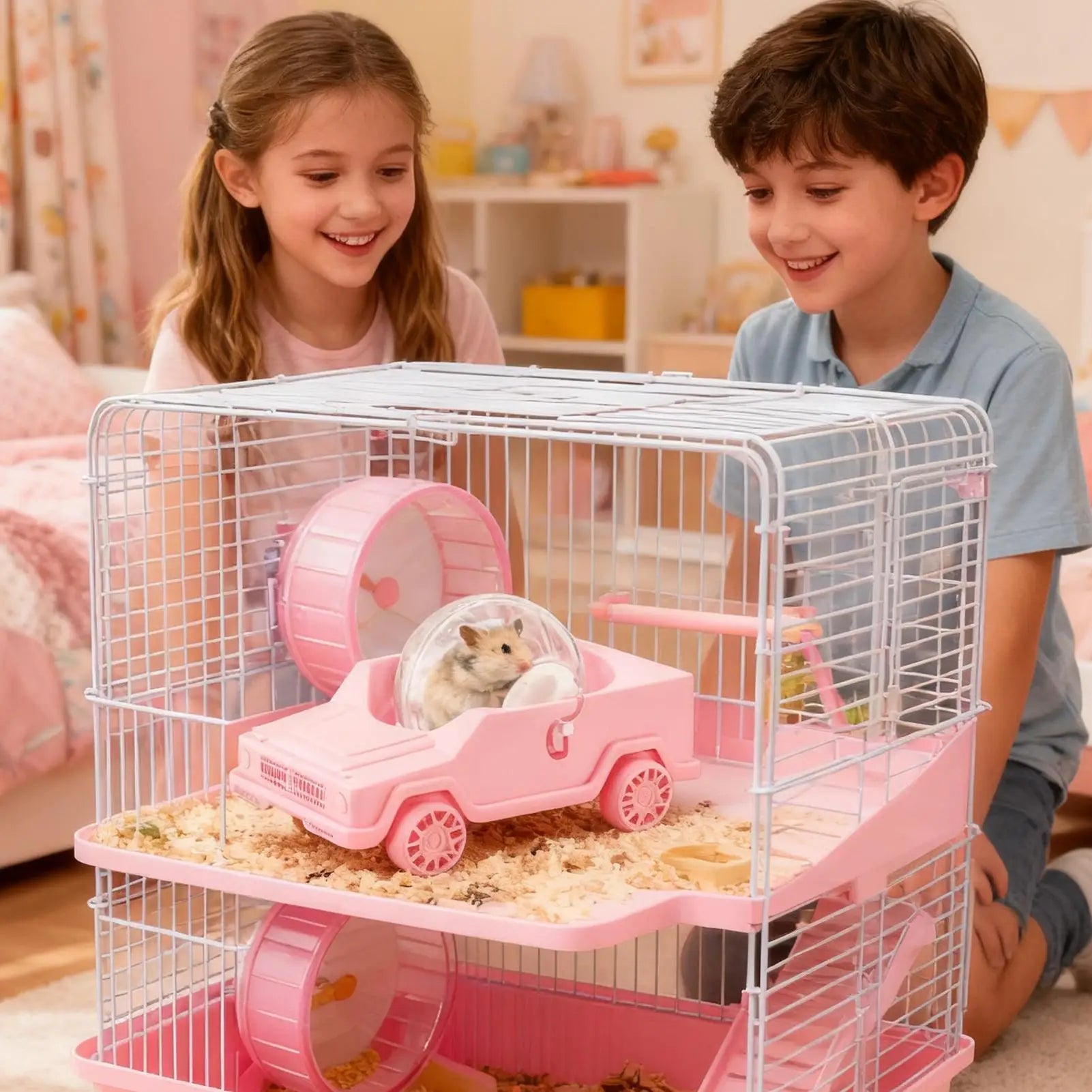 Ruedas de ejercicio para hámster con forma de coche, juguete para mascotas pequeñas, juguete para aliviar el estrés en el hogar, jerbo enano