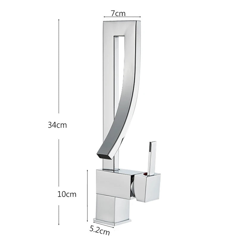 Grifo mezclador de latón para lavabo de baño, monomando, monomando, monoorificio, para agua fría y caliente.
