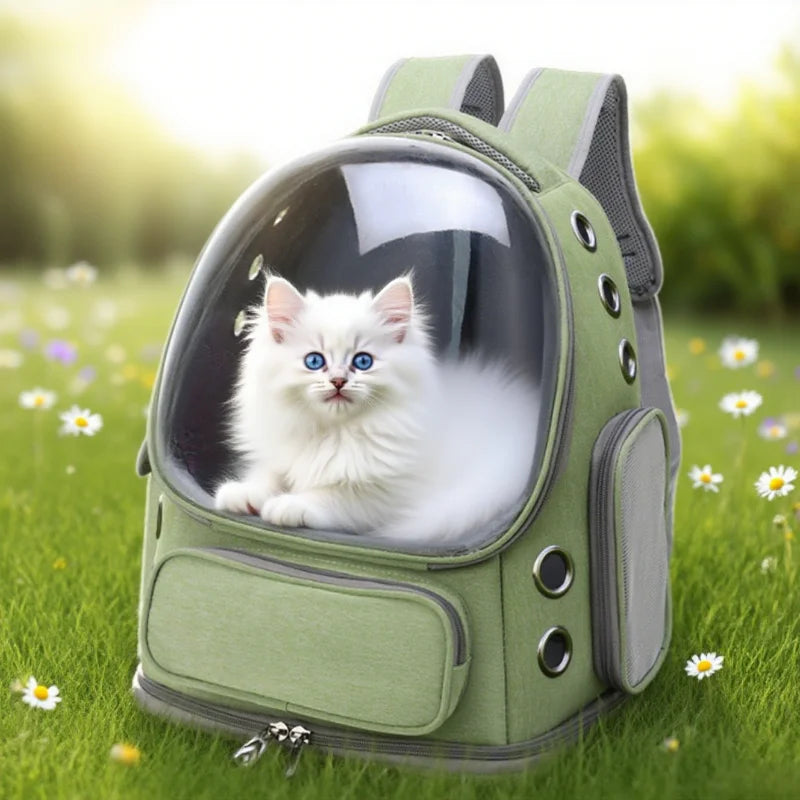 Mochila transparente para transportar mascotas, transpirable, para gatos y perros pequeños, ideal para viajes al aire libre