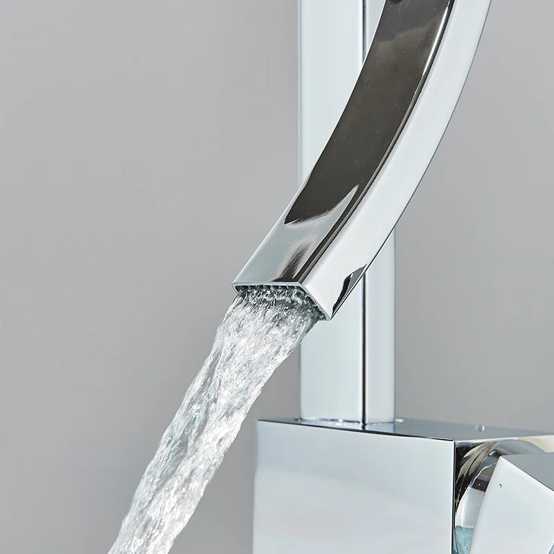 Grifo mezclador de latón para lavabo de baño, monomando, monomando, monoorificio, para agua fría y caliente.