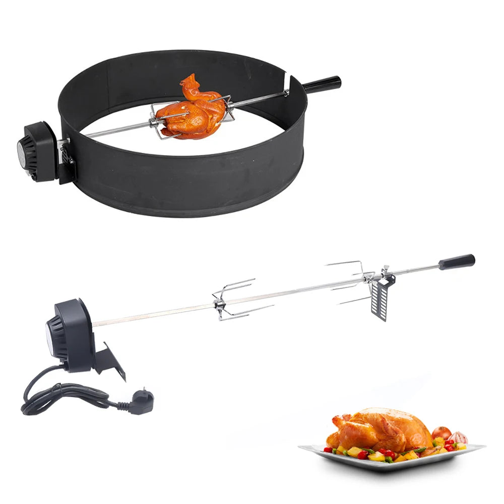 Nueva parrilla eléctrica para barbacoa con asador y cable de 120 cm de largo. Kit de asador para barbacoa al aire libre.
