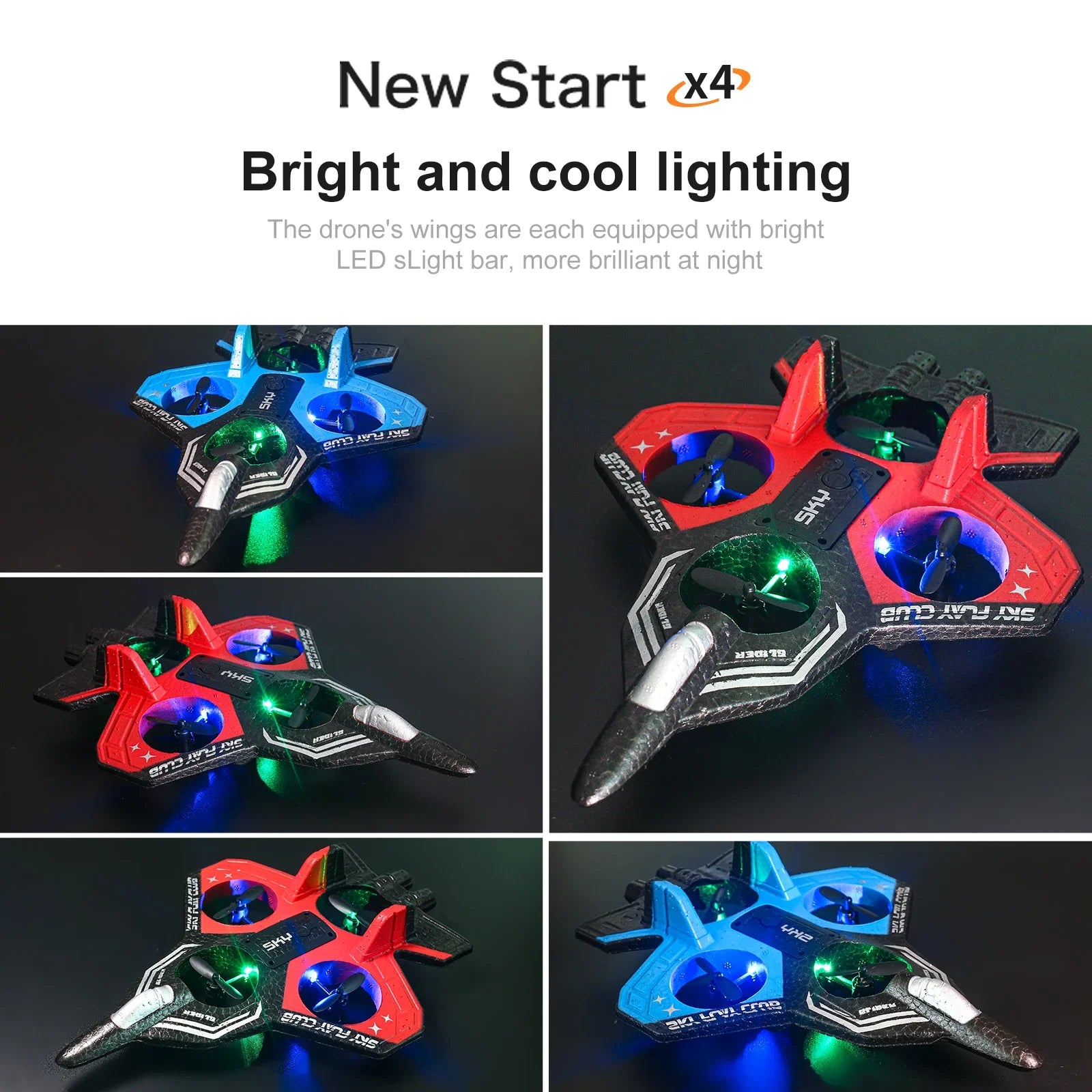 Nuevo helicóptero volador planeador YP3 RC Hobby Jet Plane 2.4G Stunt Control remoto Avión de combate de espuma Dron de juguete con luz