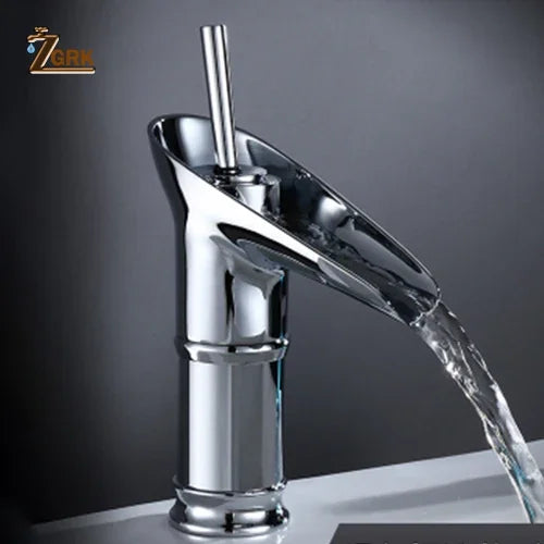 Grifo de lavabo clásico estilo antiguo, grifo de baño en cascada, grifo de agua caliente y fría, grifo de bronce de un solo orificio tipo copa