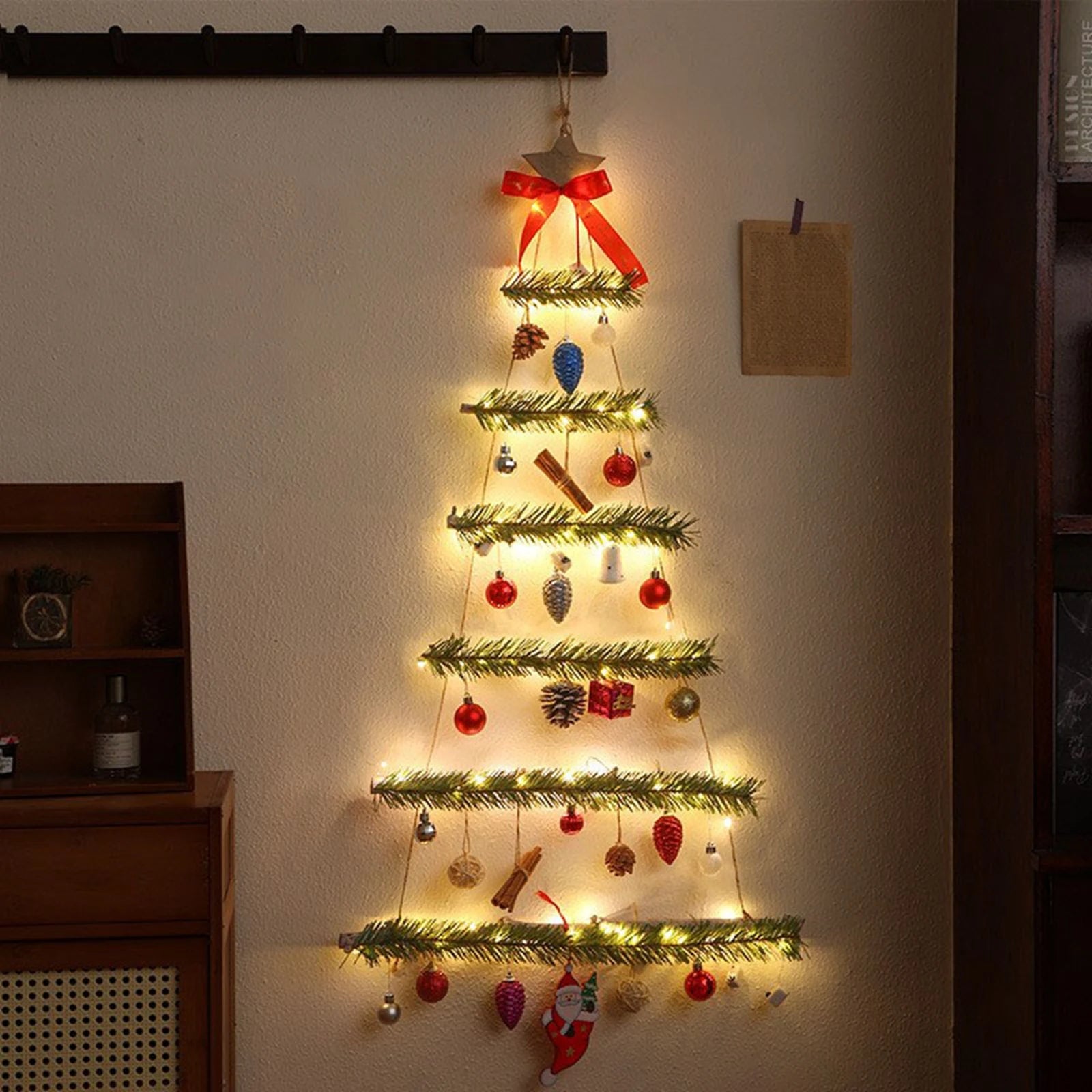 Adorno navideño plegable luminoso DIY para colgar en la pared.