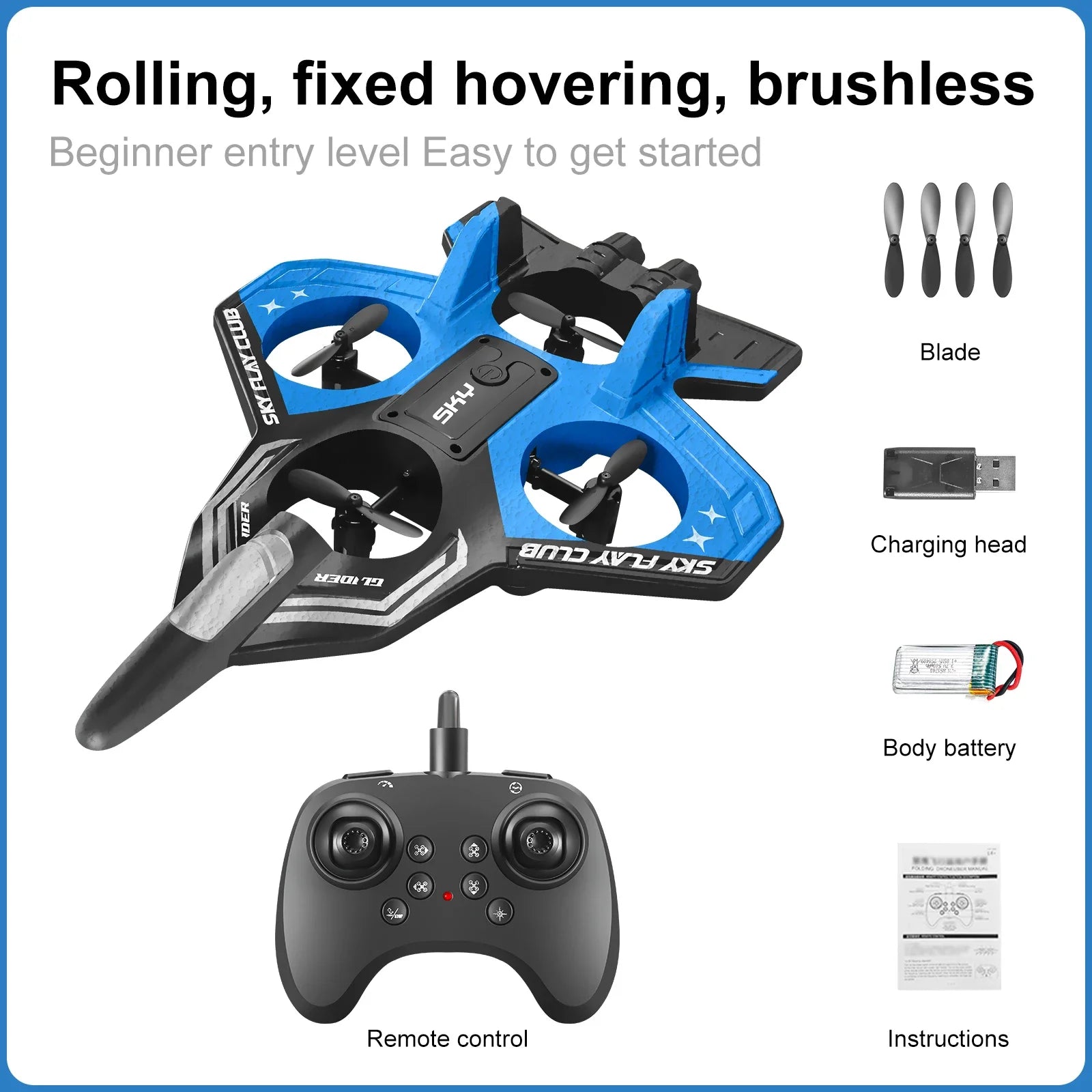 Nuevo helicóptero volador planeador YP3 RC Hobby Jet Plane 2.4G Stunt Control remoto Avión de combate de espuma Dron de juguete con luz