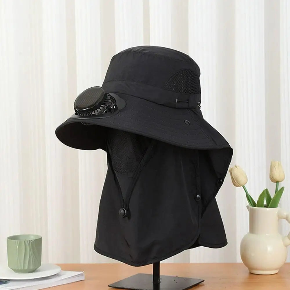 Sombrero de ala ancha con ventilador solar