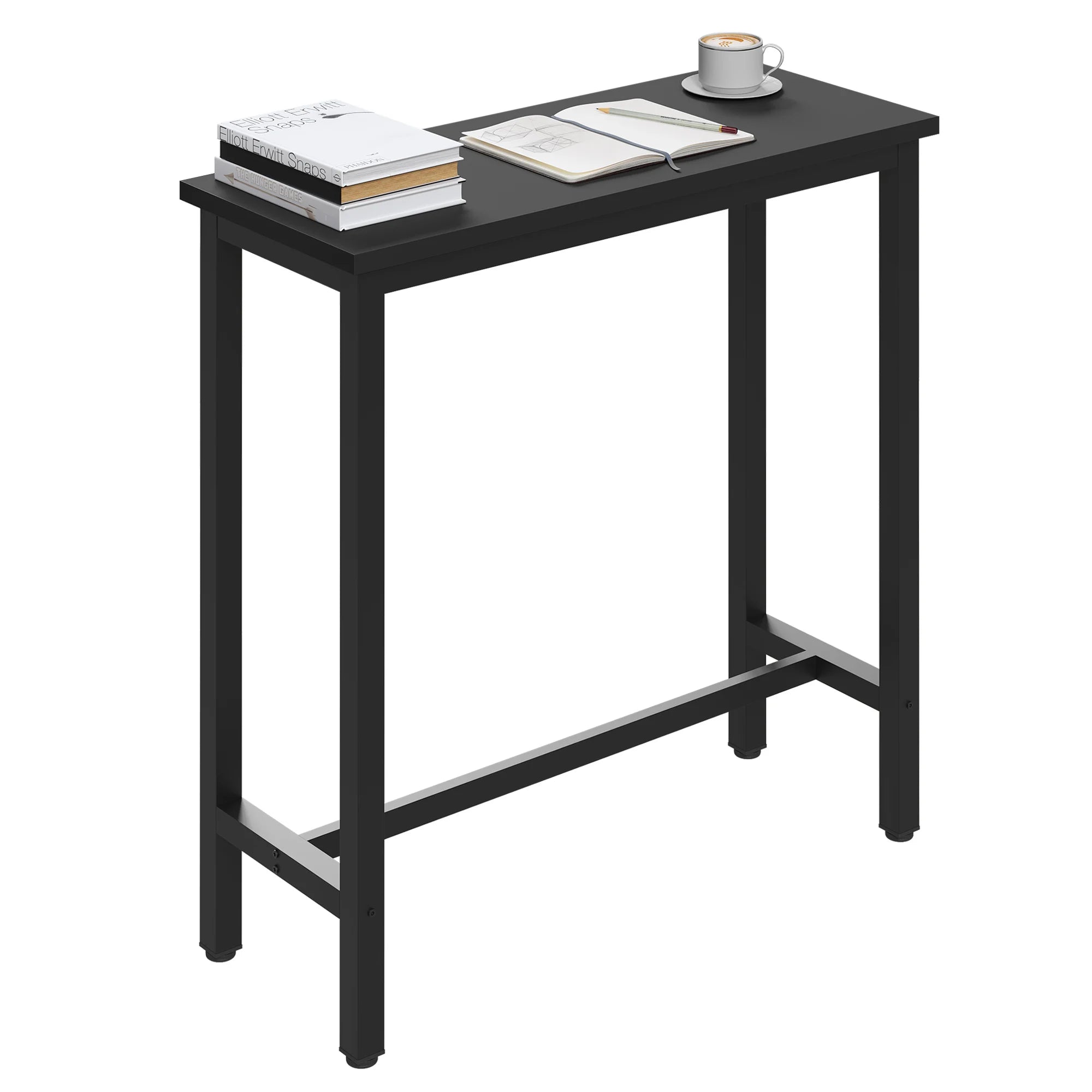 Mesa de bar,de comedor, mesa alta de pared para rectangular con estructura metálica