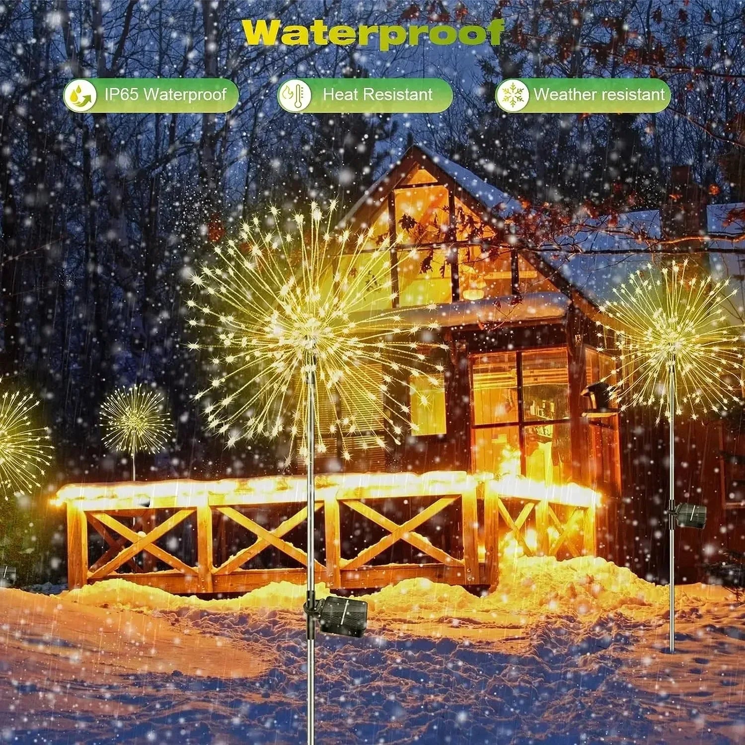 Luz solar de fuegos artificiales con 60 LED