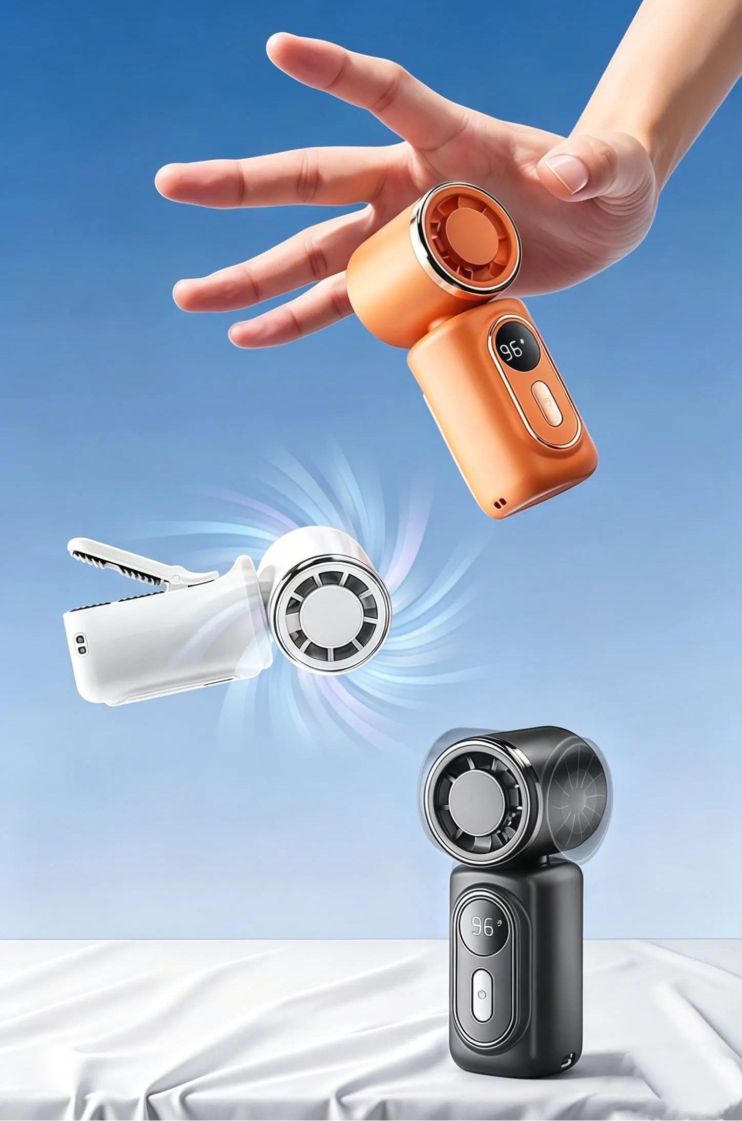 Ventilador portátil de mano con clip